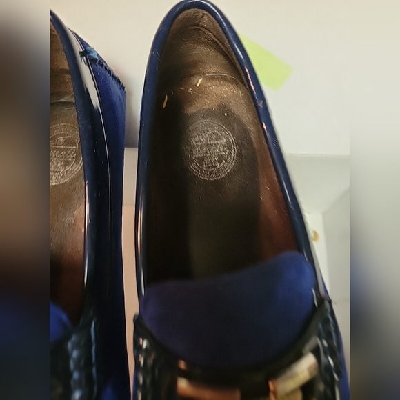 Mens Amali Royal Blue Suede And Black driving mocs. Size 10 with metallic strap - Picture 6 of 9